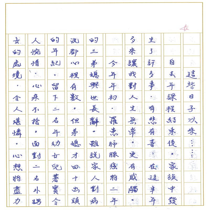 真實文字,歷歷在目~書寫作業一